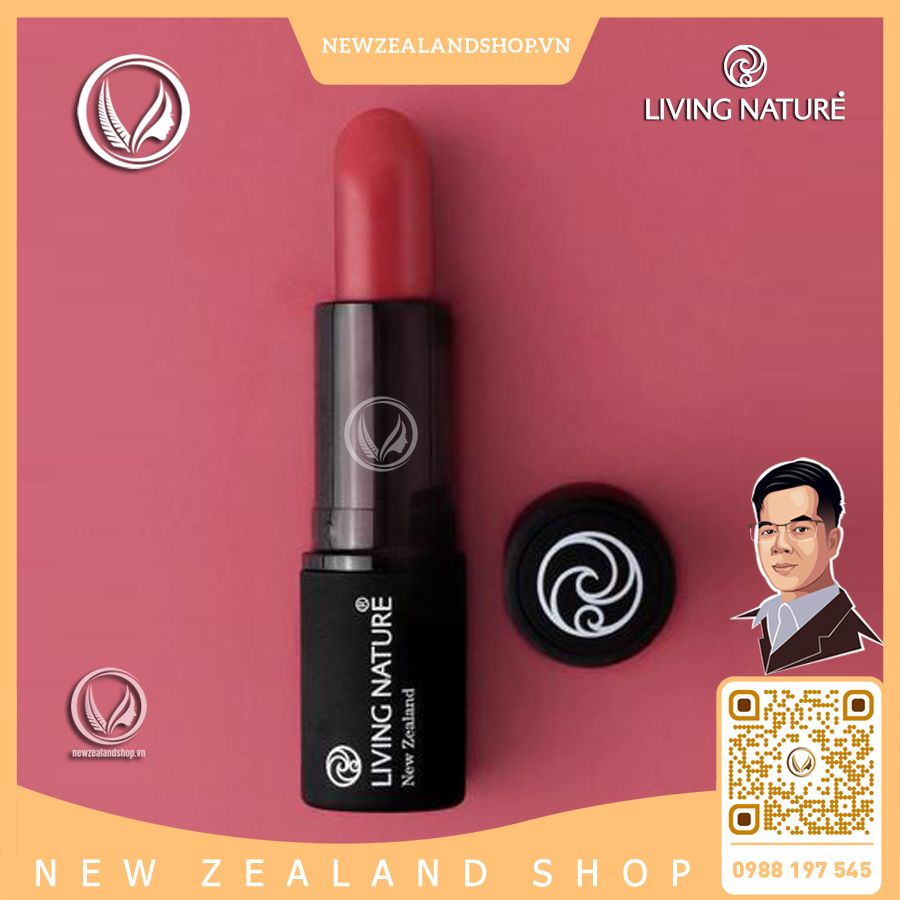 Son môi màu hồng mận 100% tự nhiên Living Nature Lipstick Summer Rain 07 (4.0g)