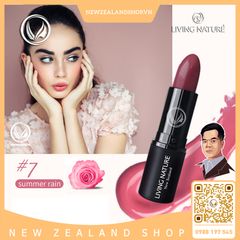 Son môi màu hồng mận 100% tự nhiên Living Nature Lipstick Summer Rain 07 (4.0g)
