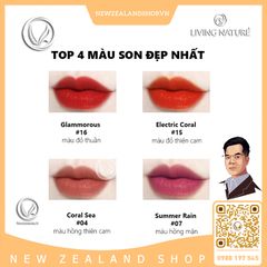 Son môi màu hồng mận 100% tự nhiên Living Nature Lipstick Summer Rain 07 (4.0g)