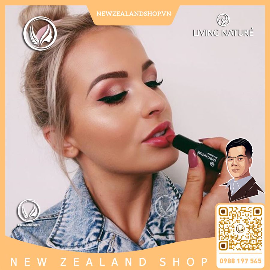 Son môi màu hồng mận 100% tự nhiên Living Nature Lipstick Summer Rain 07 (4.0g)