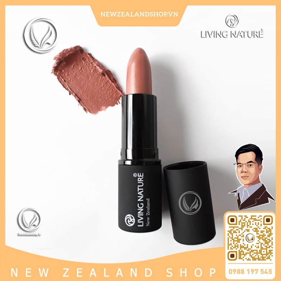 Son môi màu hồng nâu đất 100% tự nhiên Living Nature Lipstick Dusk 08 (4.0g)