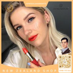 Son môi màu đỏ cam 100% tự nhiên Living Nature Lipstick Electric Coral 15 (3.9g)