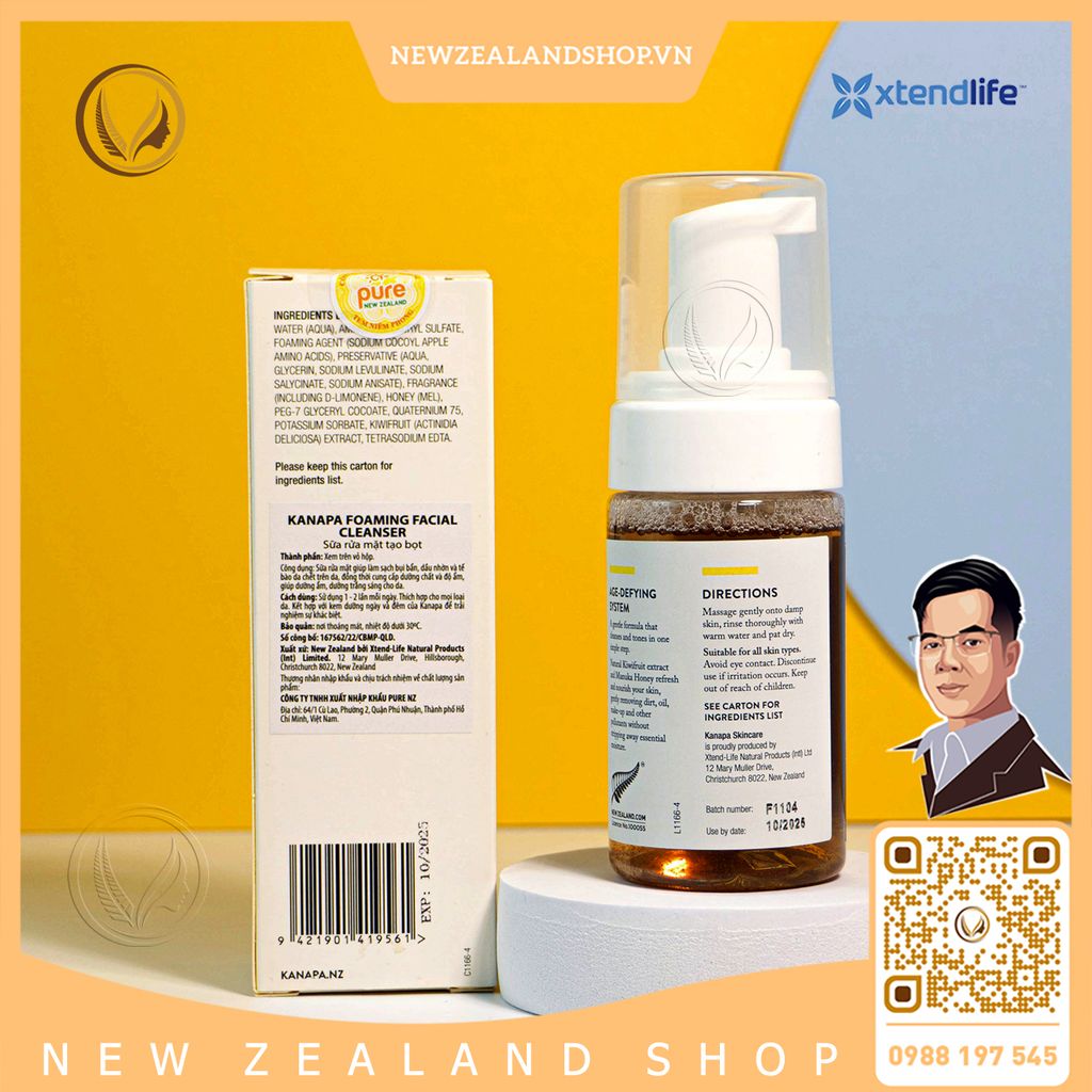 Sữa rửa mặt tạo bọt Xtend Life Kanapa Foaming Facial Cleanser 100ml