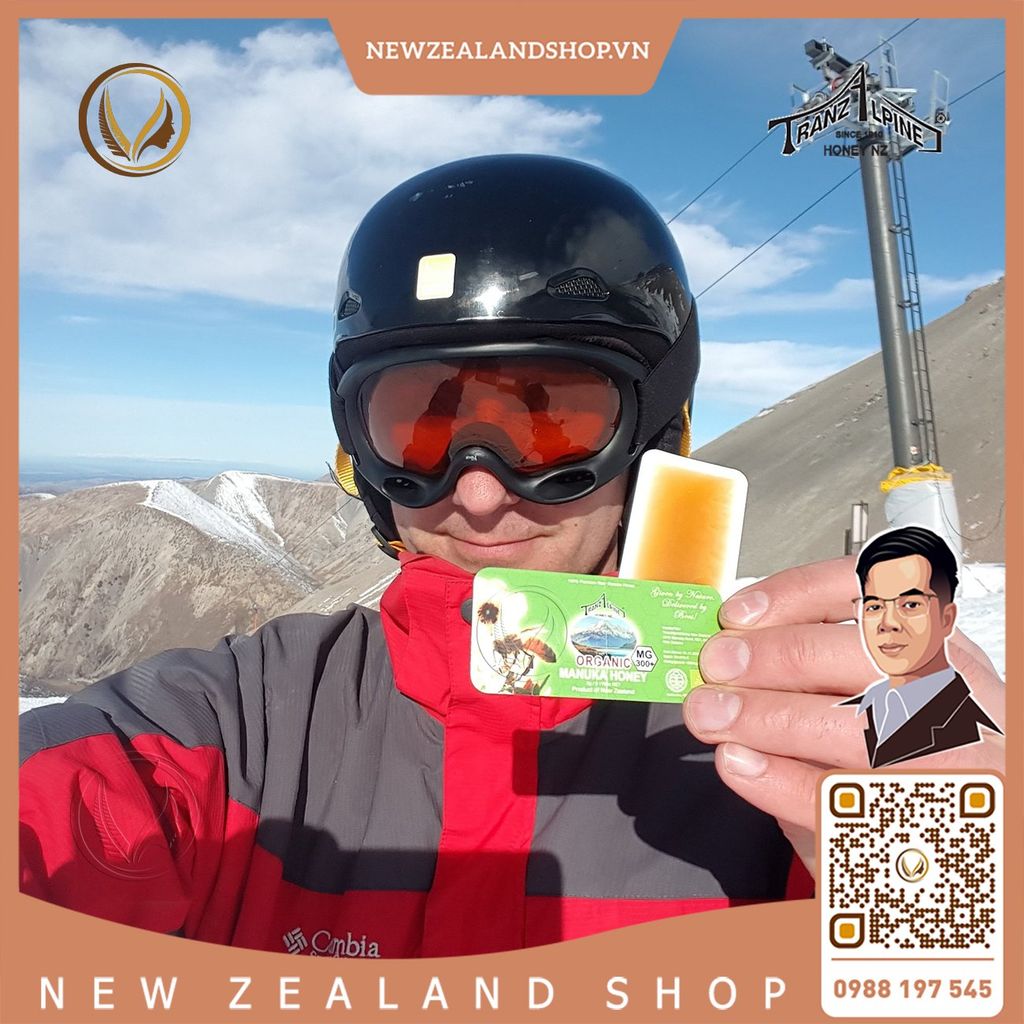 Tép mật ong hữu cơ MG300+ TranzAlpine 100% Organic Manuka Honey Sachets 25 tép