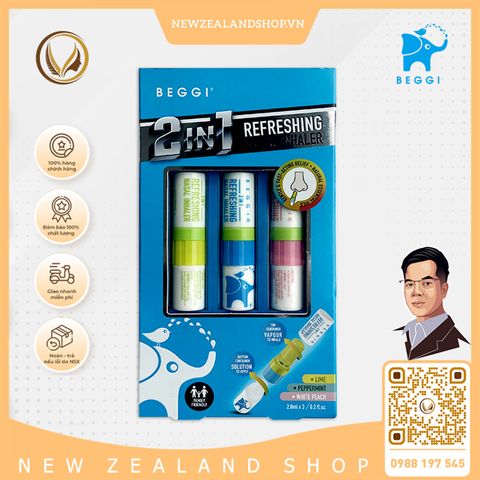 Ống dầu hít thông mũi 2 trong 1 BEGGI 2IN1 Refreshing Nasal Inhaler 3 ống