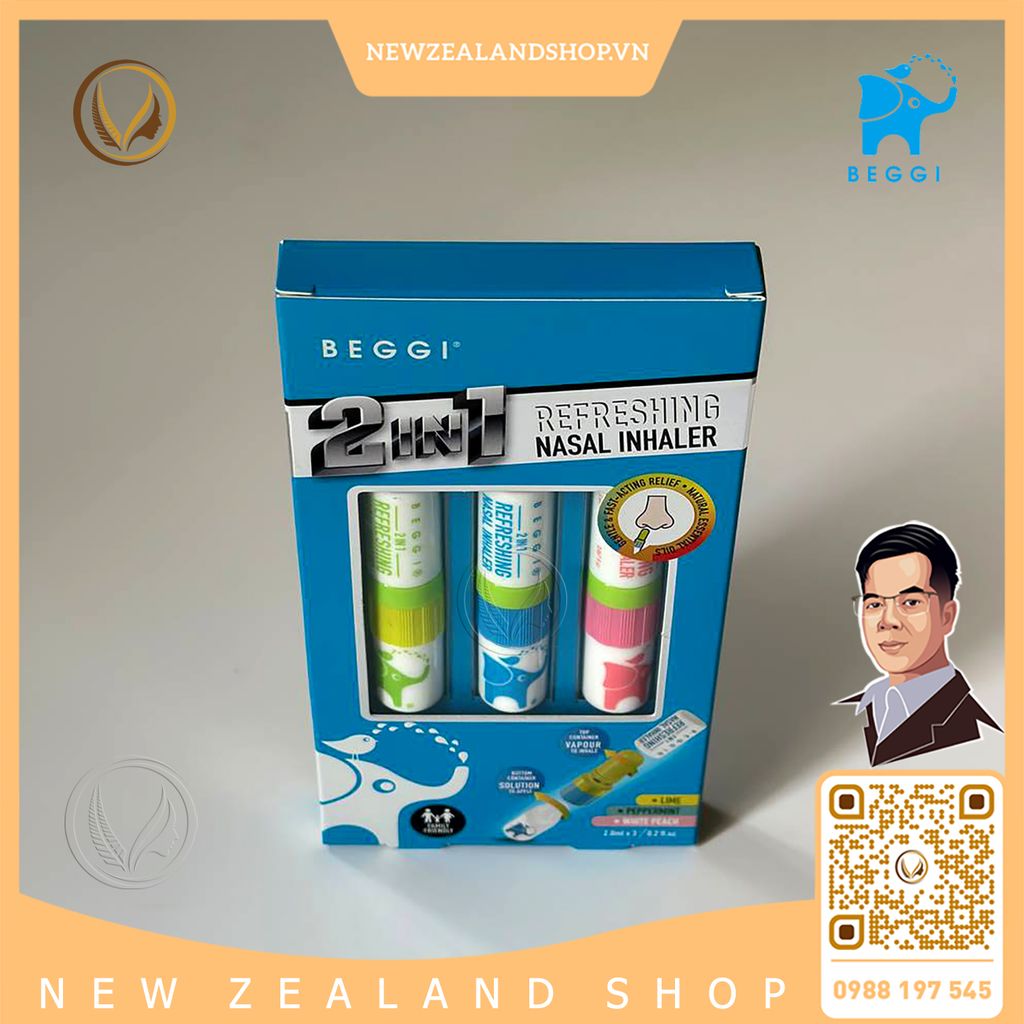 Ống dầu hít thông mũi 2 trong 1 BEGGI 2IN1 Refreshing Nasal Inhaler 3 ống
