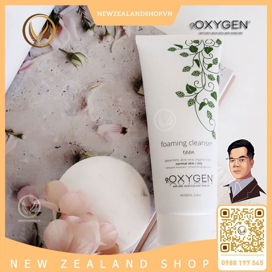 Sữa rửa mặt tạo bọt cho da thường, da dầu OXYGEN Foaming Cleanser (200ml)