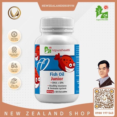 Viên uống dầu cá omega 3 cho trẻ em NZ Pure Health Fish Oil Junior 60 viên