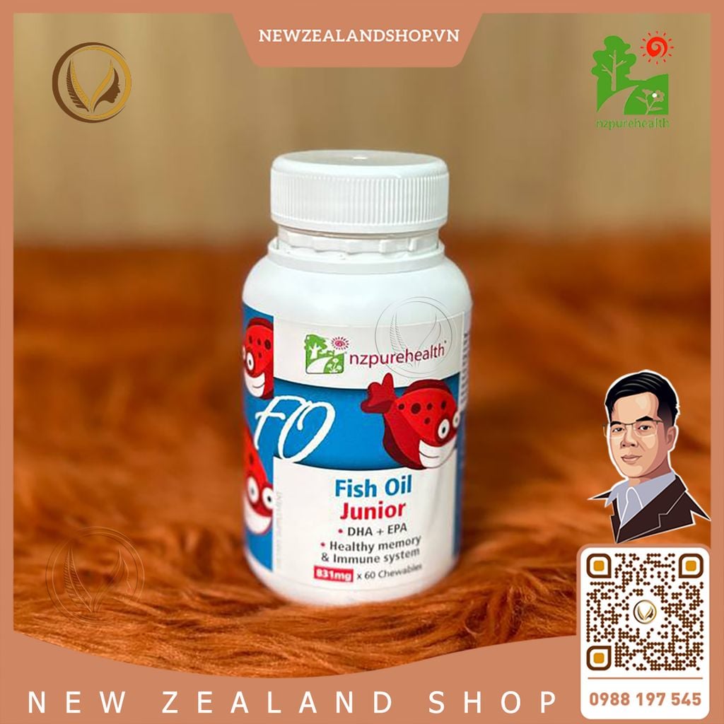 Viên uống dầu cá omega 3 cho trẻ em NZ Pure Health Fish Oil Junior 60 viên