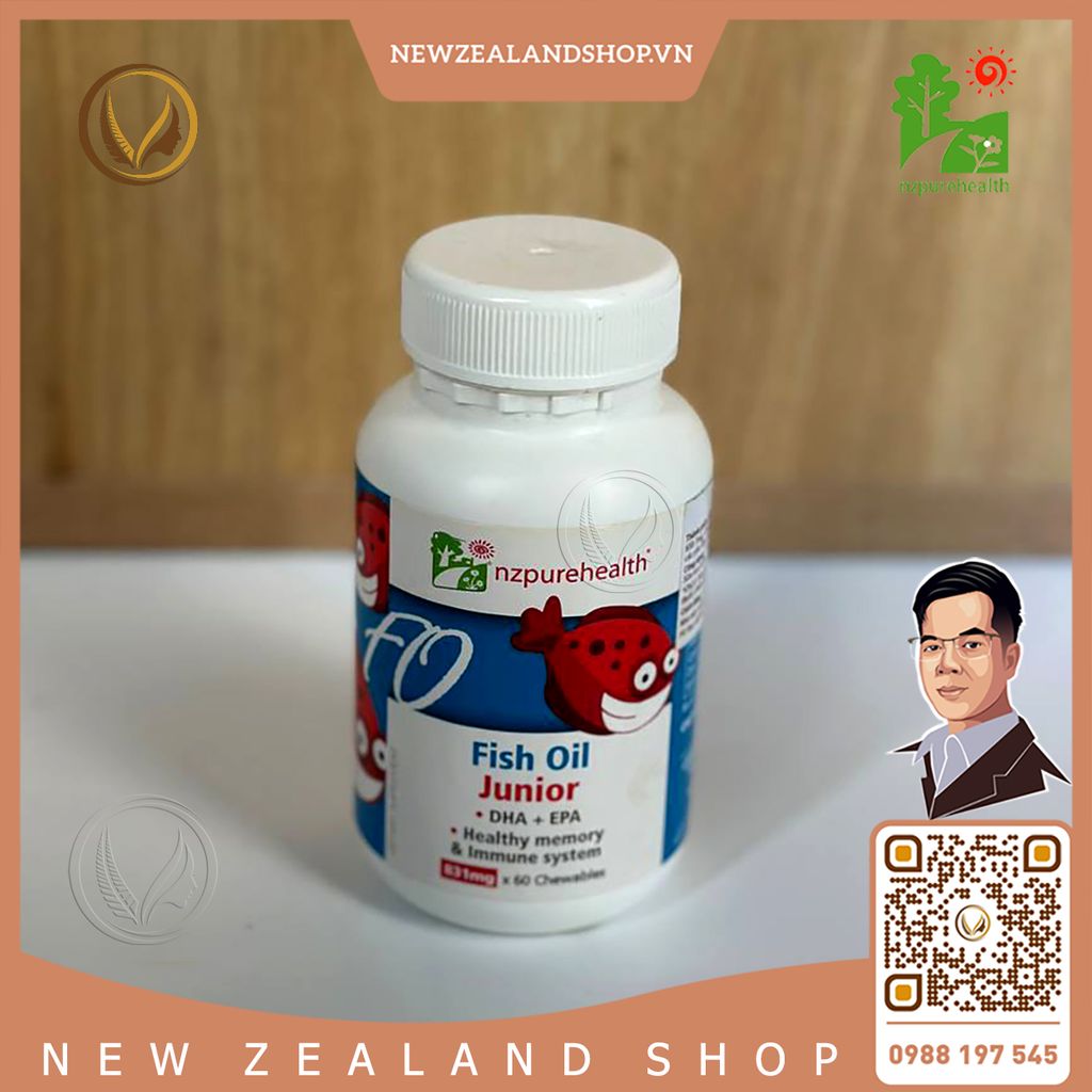 Viên uống dầu cá omega 3 cho trẻ em NZ Pure Health Fish Oil Junior 60 viên