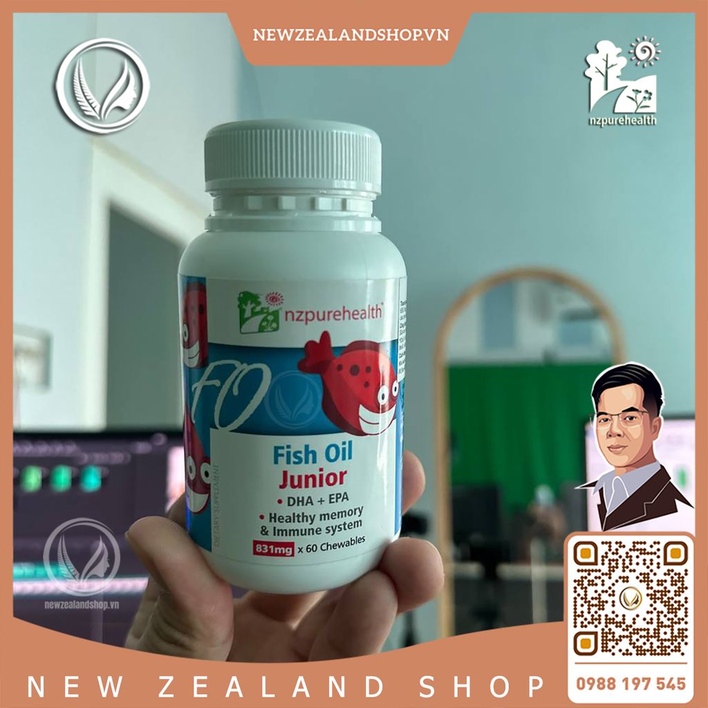 Viên uống dầu cá omega 3 cho trẻ em NZ Pure Health Fish Oil Junior 60 viên