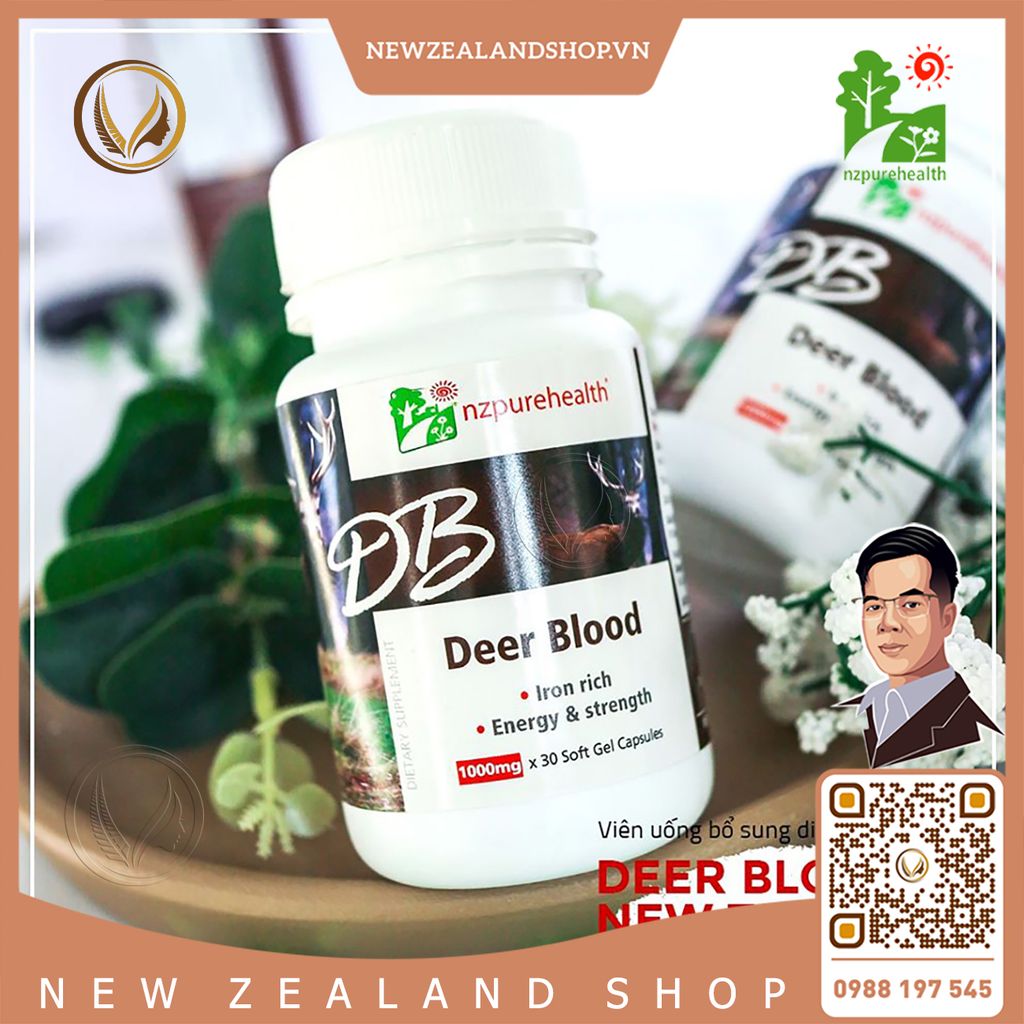 Viên uống máu hươu bổ máu, cấp sắt NZ Pure Health Deer Blood 100 viên