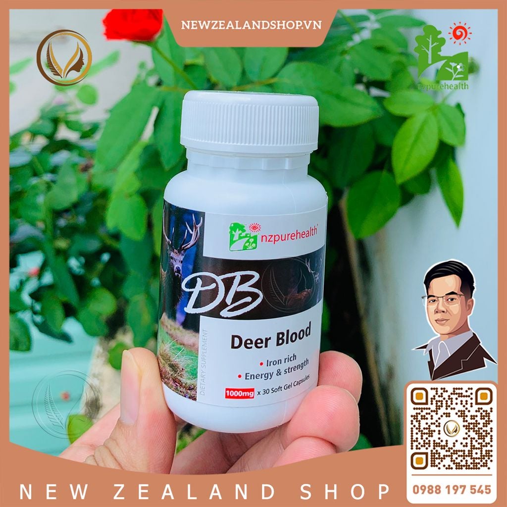 Viên uống máu hươu bổ máu, cấp sắt NZ Pure Health Deer Blood 100 viên