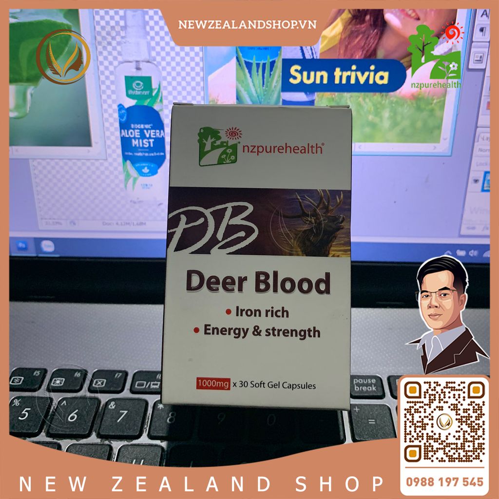 Viên uống máu hươu bổ máu, cấp sắt NZ Pure Health Deer Blood 100 viên
