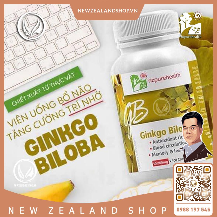 Viên uống bổ não, tăng cường trí nhớ NZ Pure Health Ginkgo Biloba 30/ 100 viên