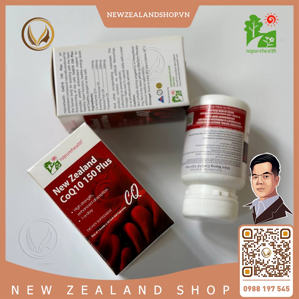 Viên uống hỗ trợ tim mạch, điều hòa huyết áp Nz Pure Health CoQ10 150 Plus 30 viên