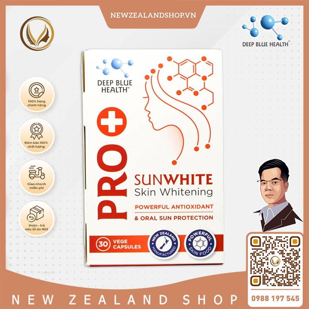 Viên uống chống nắng, trắng da Deep Blue Health Pro+ SunWhite Skin Whitening 60 viên