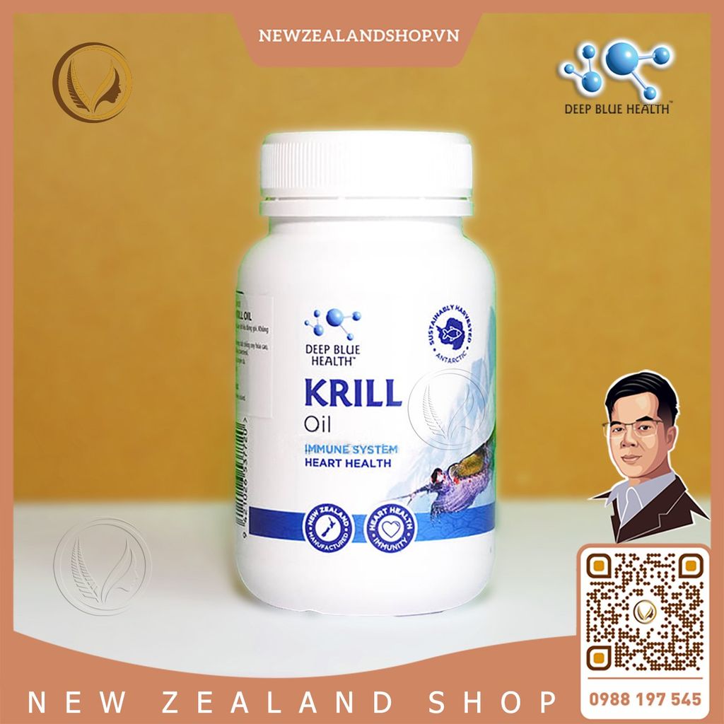 Viên uống dầu nhuyễn thể Deep Blue Health Krill Oil 60 viên