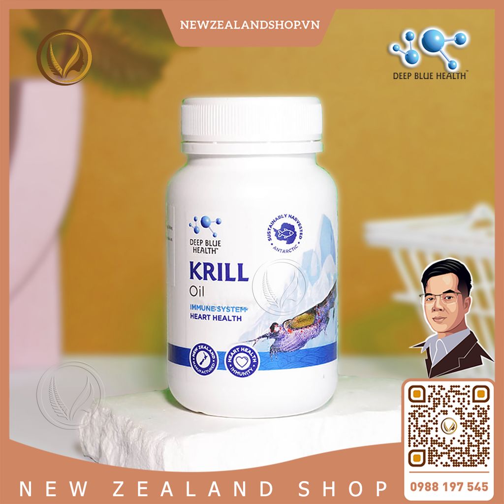 Viên uống dầu nhuyễn thể Deep Blue Health Krill Oil 60 viên