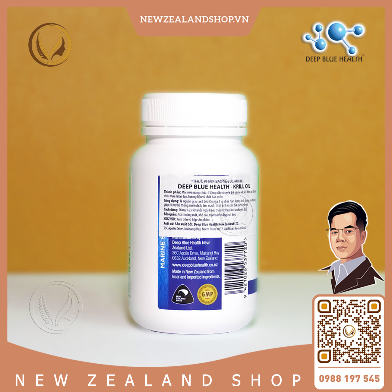 Viên uống dầu nhuyễn thể Deep Blue Health Krill Oil 60 viên