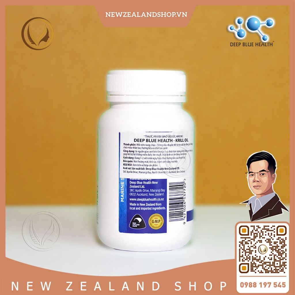 Viên uống dầu nhuyễn thể Deep Blue Health Krill Oil 60 viên