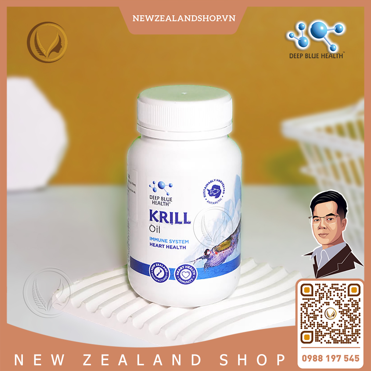 Viên uống dầu nhuyễn thể Deep Blue Health Krill Oil 60 viên