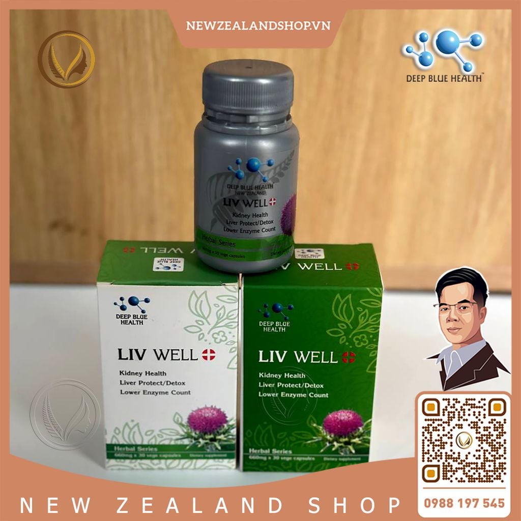 Viên uống giải độc gan, hạ men gan Deep Blue Health Liv Well 30 viên