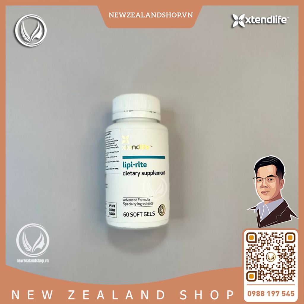 Viên uống giảm mỡ máu, gan nhiễm mỡ Xtend Life Cholesterol Lipi Rite 60 viên