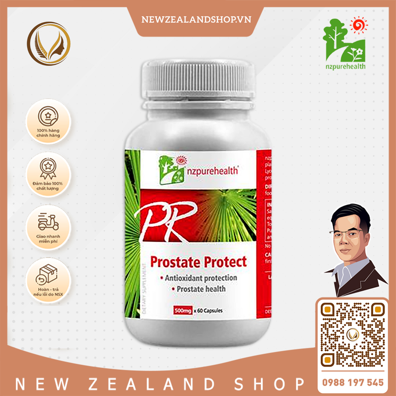 Viên uống bảo vệ tuyến tiền liệt Nz Pure Health Prostate Protect 60 viên
