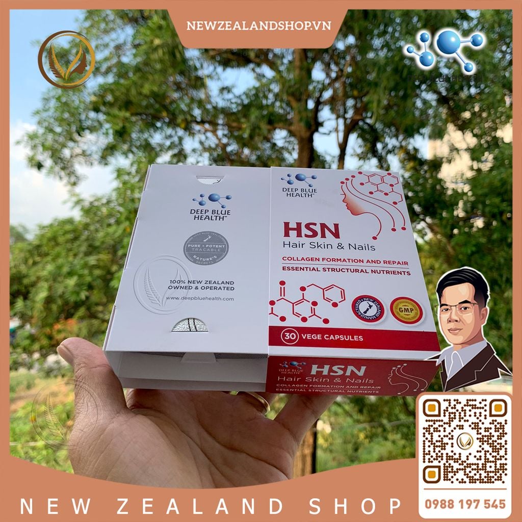 Viên uống ngăn rụng giúp mọc tóc, dưỡng móng, giảm mụn Deep Blue Health HSN Hair Skin & Nails 30 viên