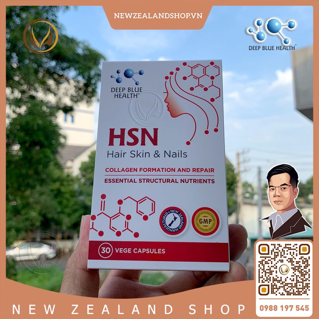 Viên uống ngăn rụng giúp mọc tóc, dưỡng móng, giảm mụn Deep Blue Health HSN Hair Skin & Nails 30 viên