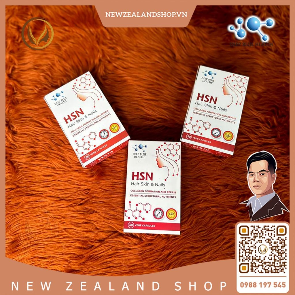 Viên uống ngăn rụng giúp mọc tóc, dưỡng móng, giảm mụn Deep Blue Health HSN Hair Skin & Nails 30 viên