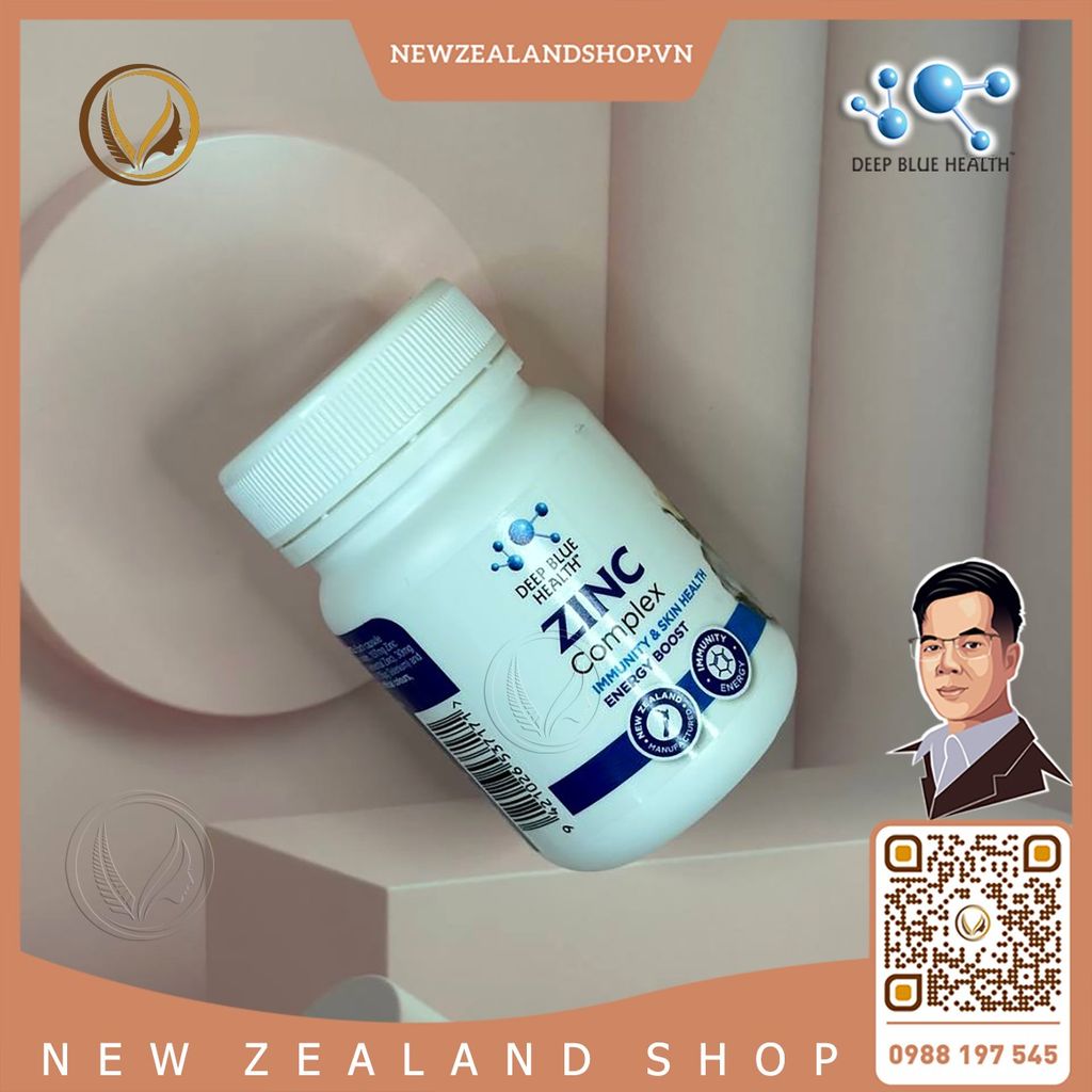 Viên uống kẽm tăng đề kháng, giảm mụn Deep Blue Health Zinc Complex 60 viên