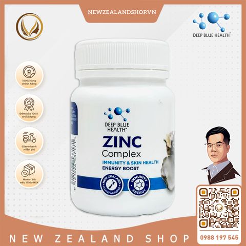 Viên uống kẽm tăng đề kháng, giảm mụn Deep Blue Health Zinc Complex 60 viên