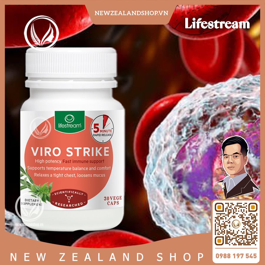 Viên uống kích hoạt hệ miễn dịch, giảm đau nhanh Lifestream Viro Strike 30 viên