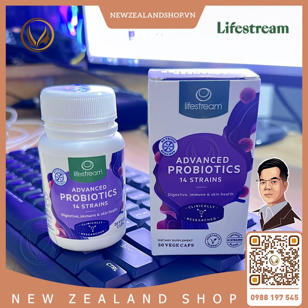 Viên uống men vi sinh, hỗ trợ tiêu hóa, đẹp da Lifestream Advanced Probiotics 30 viên