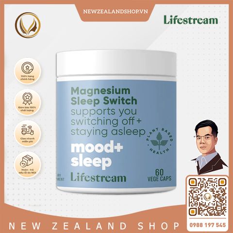 Viên uống hỗ trợ giấc ngủ ngon, giảm căng thẳng Lifestream Magnesium Sleep Switch 60 viên