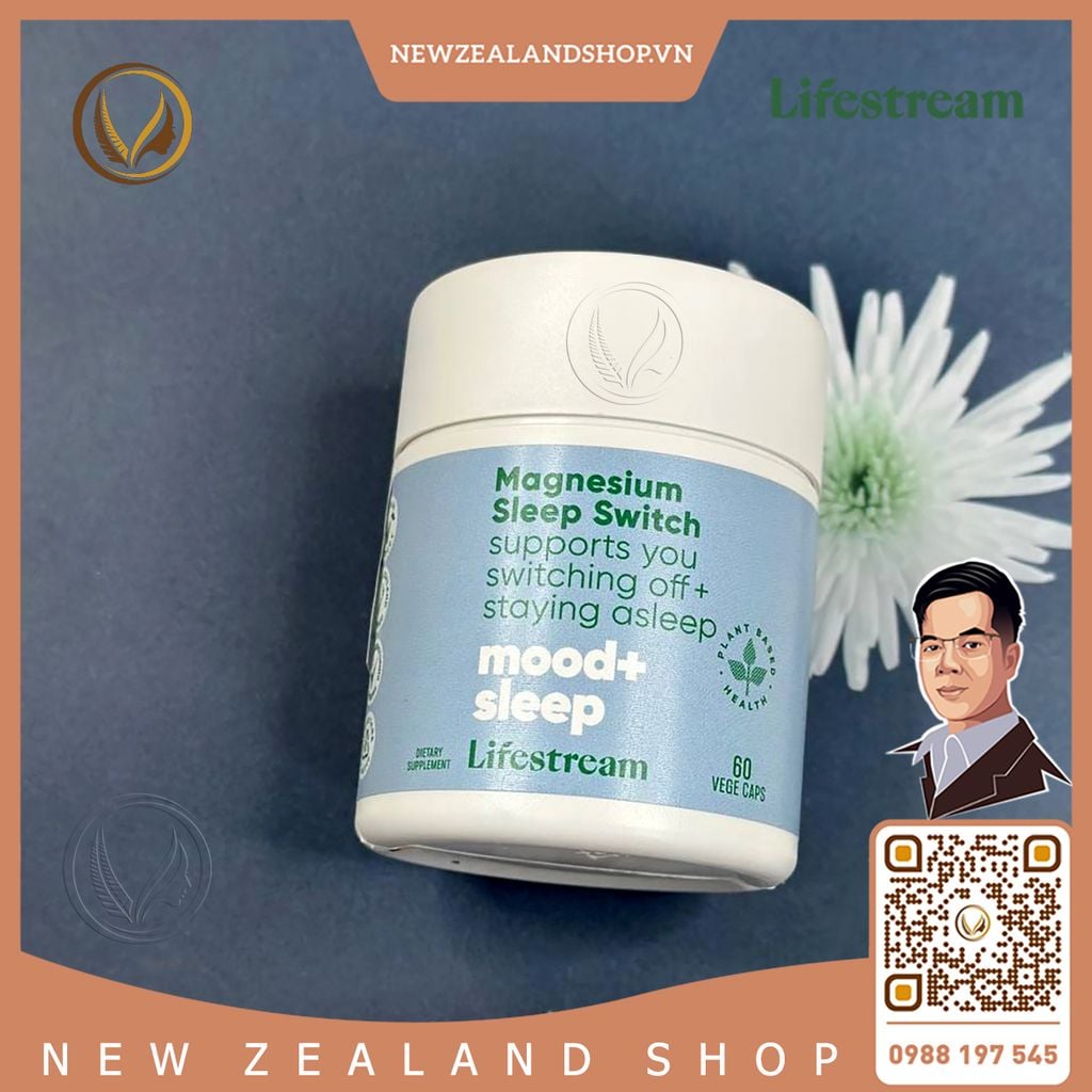 Viên uống hỗ trợ giấc ngủ ngon, giảm căng thẳng Lifestream Magnesium Sleep Switch 60 viên