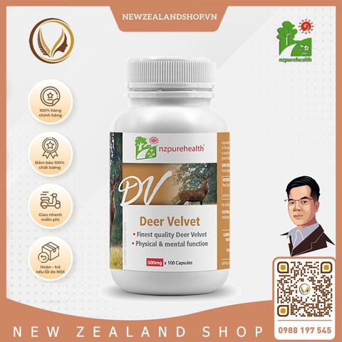Viên uống nhung hươu bổ thận, tráng dương Nz Pure Health Deer Velvet  30/ 100 viên