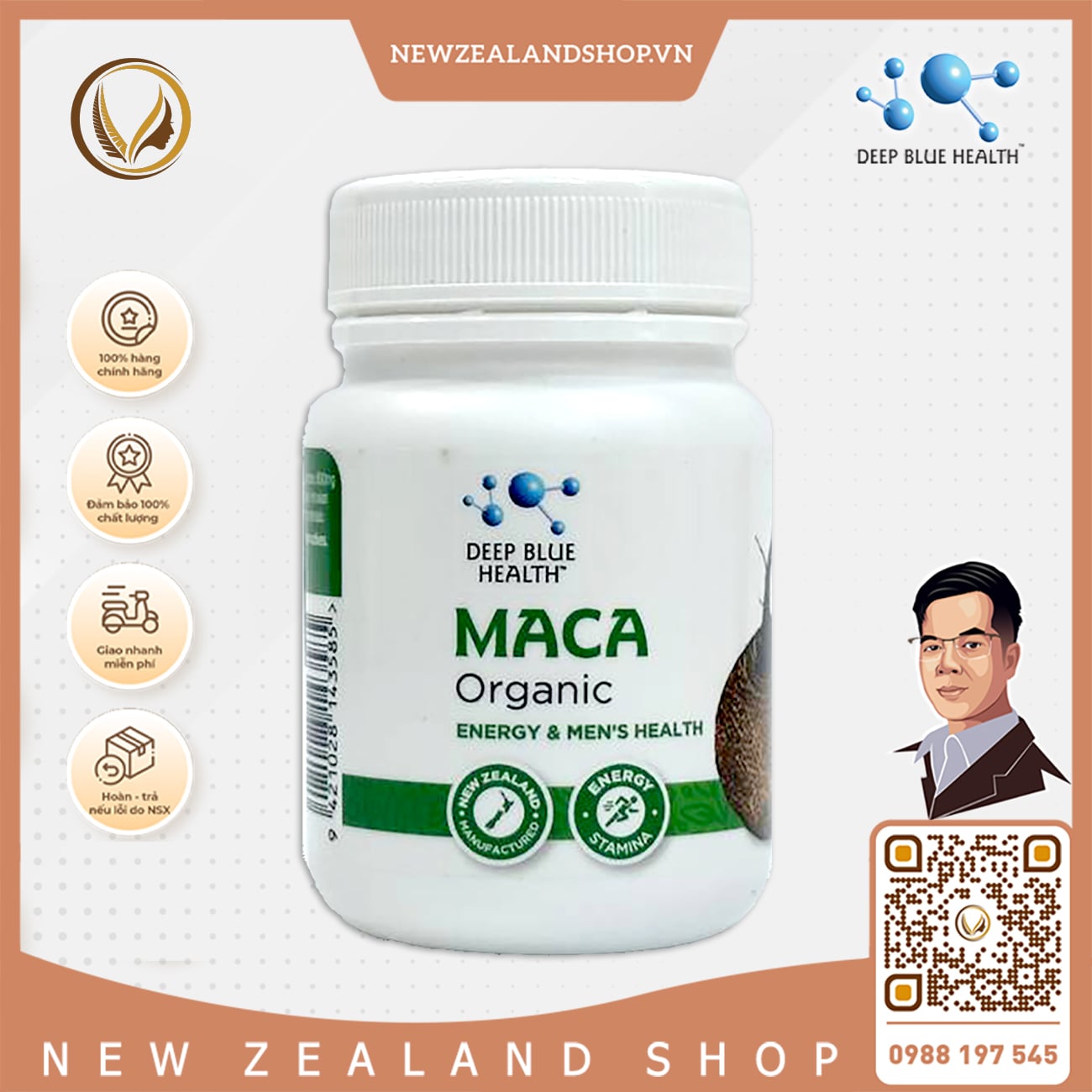 Viên uống tăng cường sinh lý Deep Blue Health Organic Maca 60 viên
