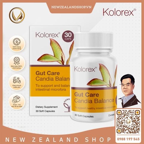 Viên uống điều trị nấm candida, nấm ngứa vùng kín Kolorex Gut Care Candia Balance 30 viên