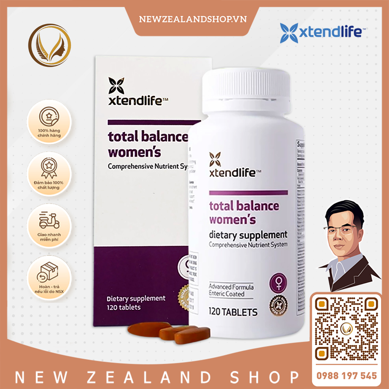 Viên uống vitamin tổng hợp cho phụ nữ Xtend Life Total Balance Women’s 120 viên