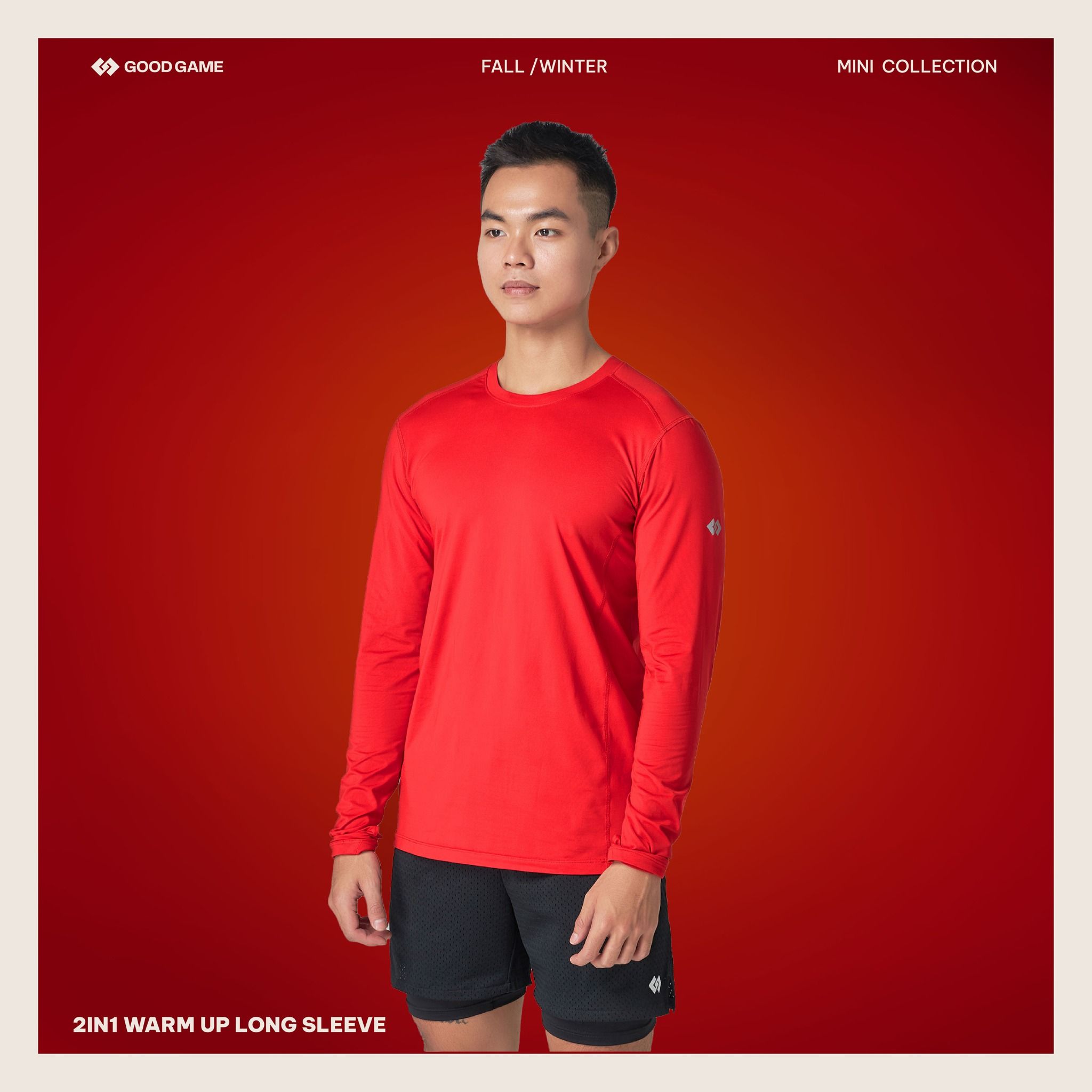  Áo Dài Tay Thể Thao Giữ Ấm CHẠY BỘ 2IN1 WARM UP LONG SLEEVE (ĐỎ) 