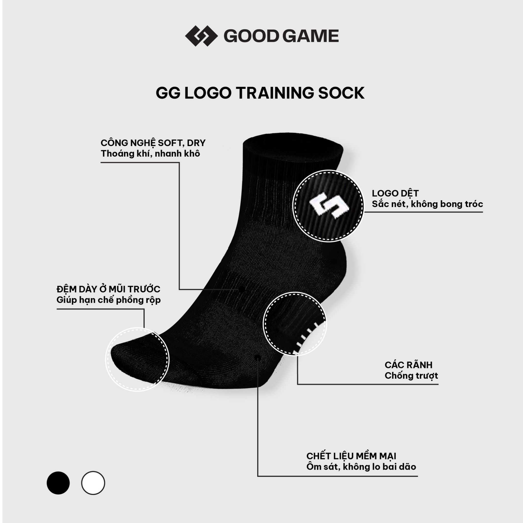  Tất / Vớ Cổ Lửng GOOD GAME LOGO TRAINING SOCK (ĐEN) 