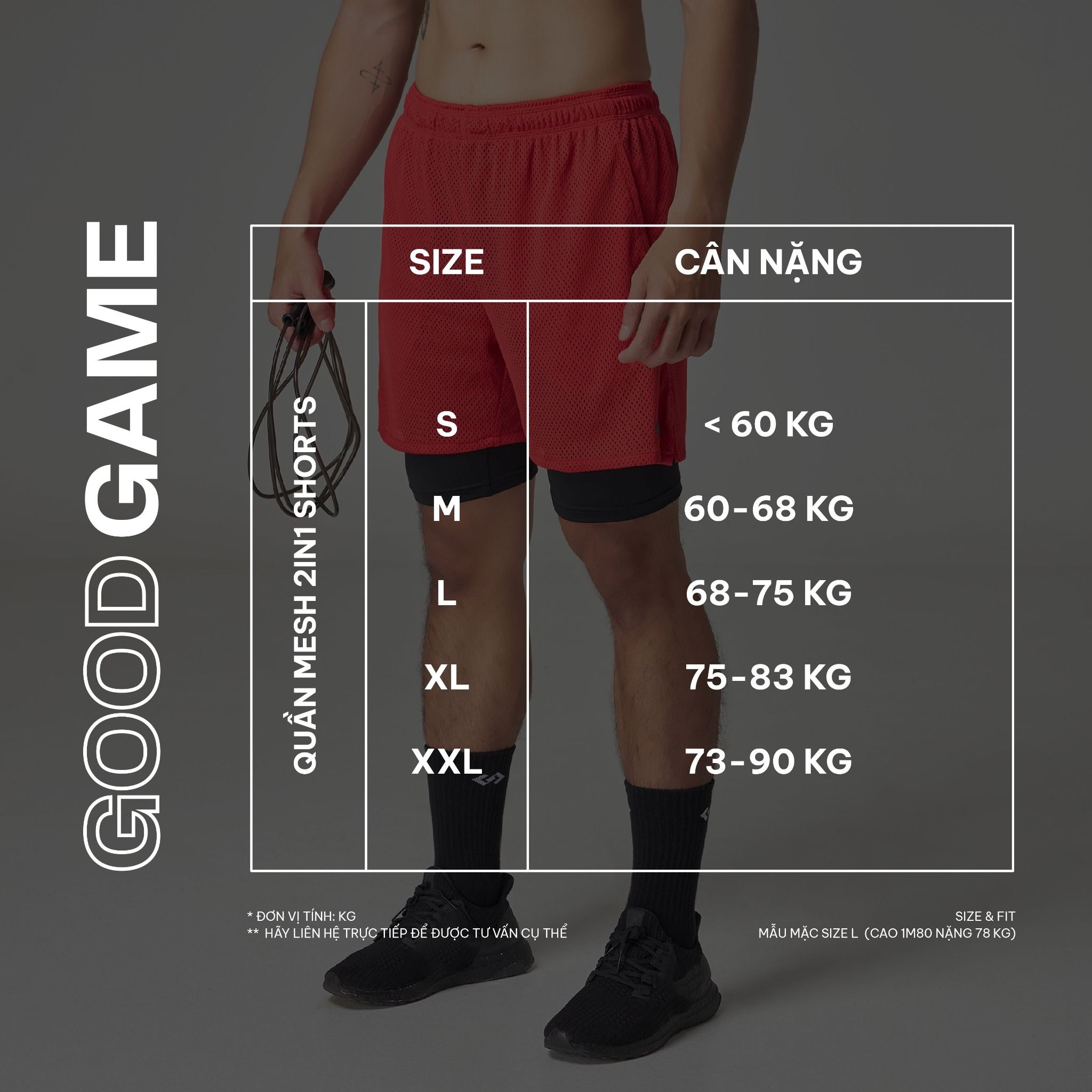  Quần Thể Thao GOOD GAME MESH 2IN1 SHORT KÈM LEGGING ĐÙI (ĐEN) 