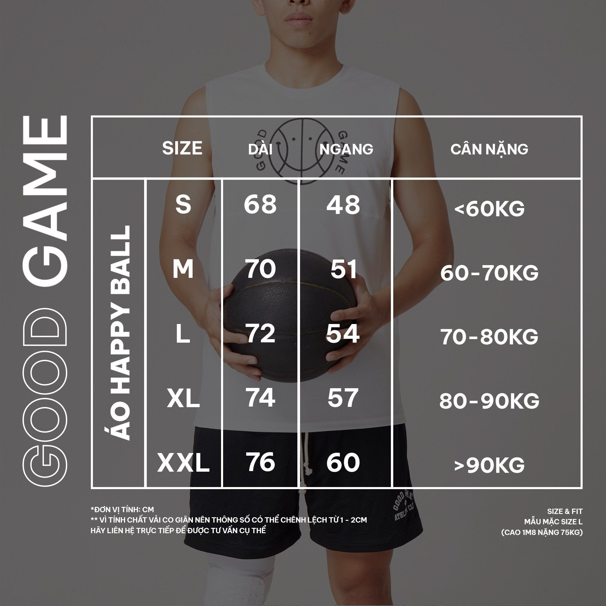  Áo Thể Thao Ba lỗ Tanktop GOOD GAME HAPPY BALL (TRẮNG) 