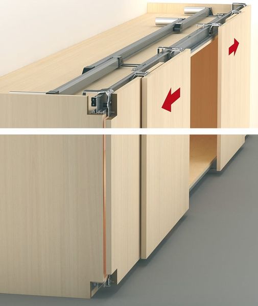 Bộ phụ kiện cơ cấu giảm chấn cho cửa trượt thẳng 4 cánh đồng bộ Hafele 402.35.485