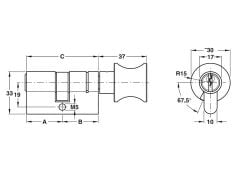 Ruột khóa Hafele một đầu chìa, một đầu vặn dài 91mm 916.64.932