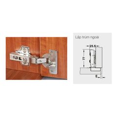 Bản lề giảm chấn Hafele Inox 304 cho gỗ dày - Trùm ngoài 334.05.000