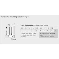 Bản lề giảm chấn inox 304 Hafele - Trùm ngoài 483.01.720